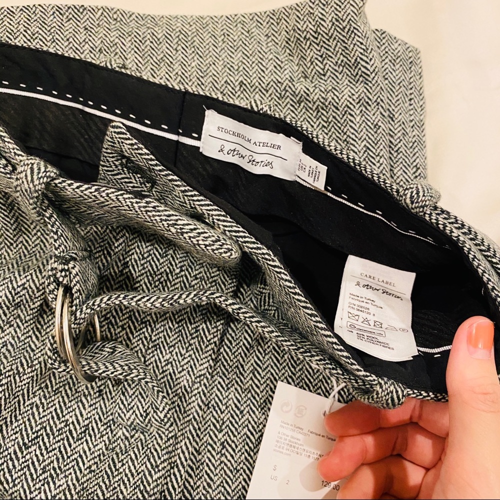 &Other Stories Duo D-ring Herringbone Wool Pants - Picture 7 of 8